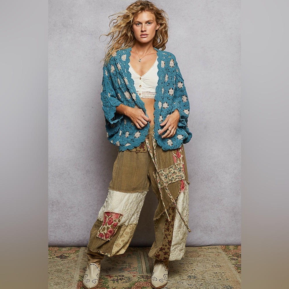 POL “ Daybreak “ Cardigan Chenille Cocoon Wrap | Teal Blue - Picture 5 of 5